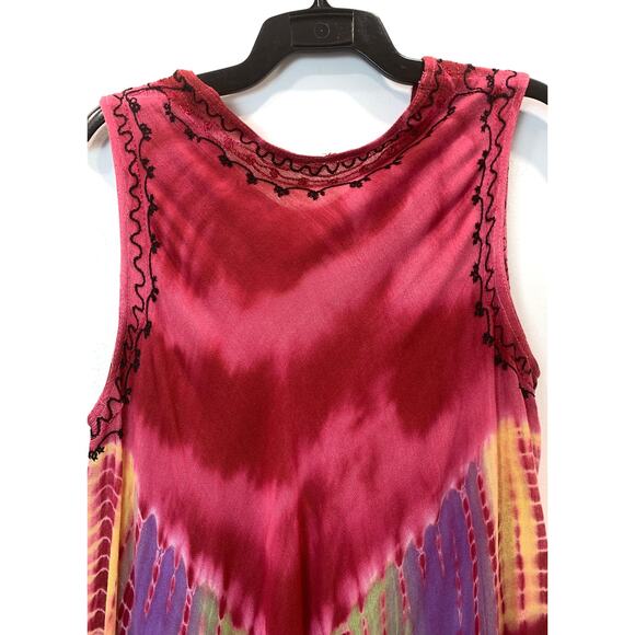 90's Y2K Multi Color Tie Dye Gauze Tent Dress | Fits M/L - Picture 7 of 10